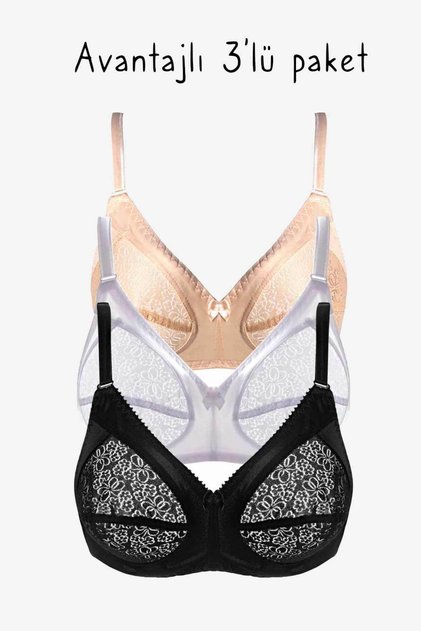 777 Black and White Skin Bra 3 Pack