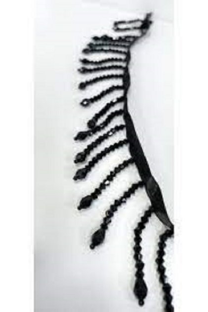 BLACK BEADED FRINGE RIBBON DECORATIVE RIBBON