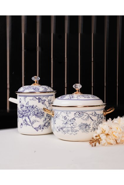 Enamel Pot and Asparagus Copper Set
