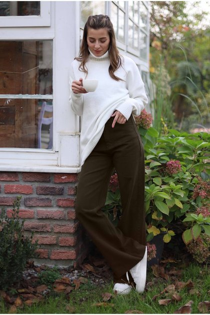 Brown High Waist Boyfriend Wide Leg Jeans Loose Wide Leg Jeans