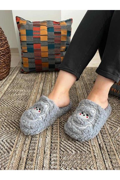 Silent Sole Plush Fluffy Daily Wearable House Slippers Bohça Çeyiz