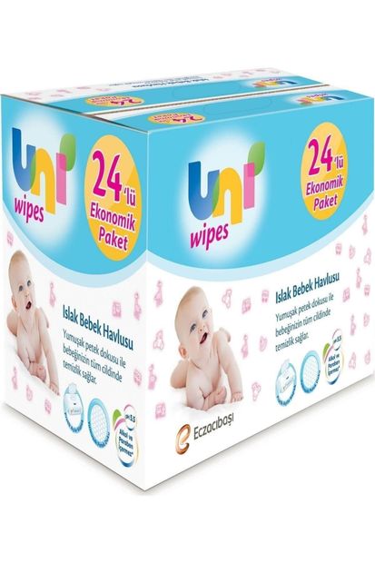 Uni Baby Wipes Islak Havlu 60 Yaprak 24'lü Fırsat Paketi - 1