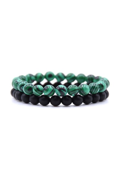 Double Malahit Matte Onyx Natural Stone Bracelet Set