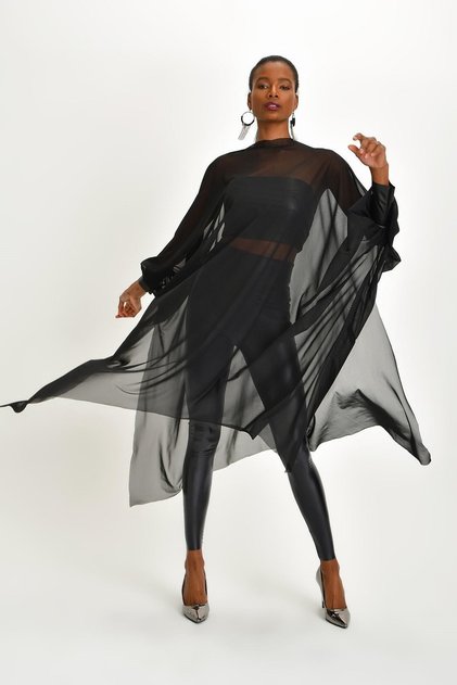 Women's Black Tulle Tunic