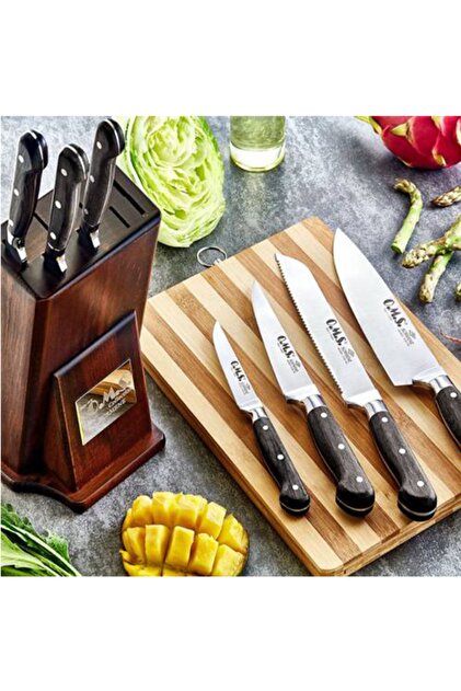 Oms Art-6160 8 Parça Ahşap Standlı Sürmene Bıçak Seti - Fiyatı