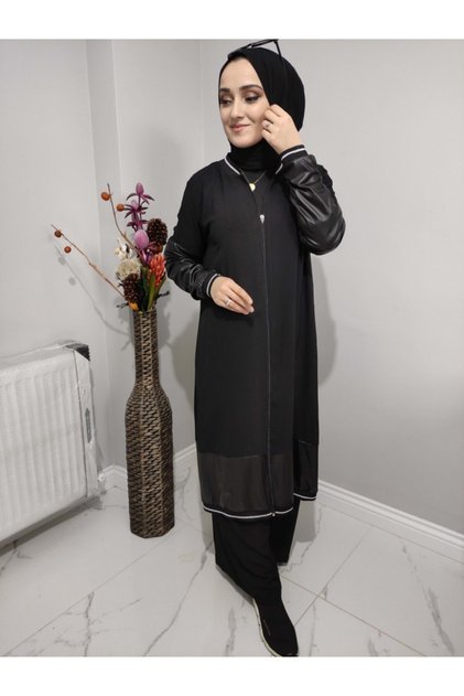 Tanki Koža detaljan dvodelni hijab trenerka set