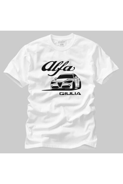 Tricou alb Alfa Romeo Giulia pentru bărbați