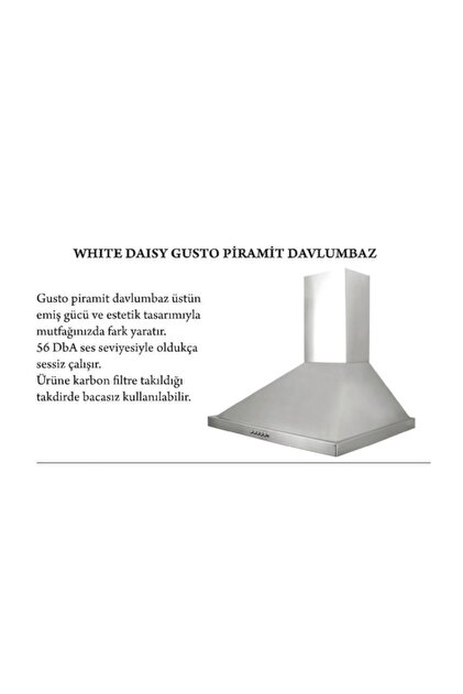 White Daisy Gusto Inox  Piramit Paslanmaz Davlumbaz 60 Cm - 3