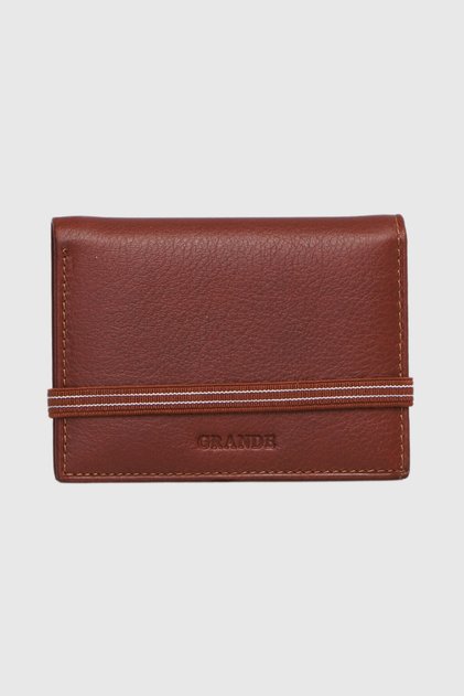 325 Genuine Leather Horizontal Card Holder with Transparent Chamber Arsel Tan