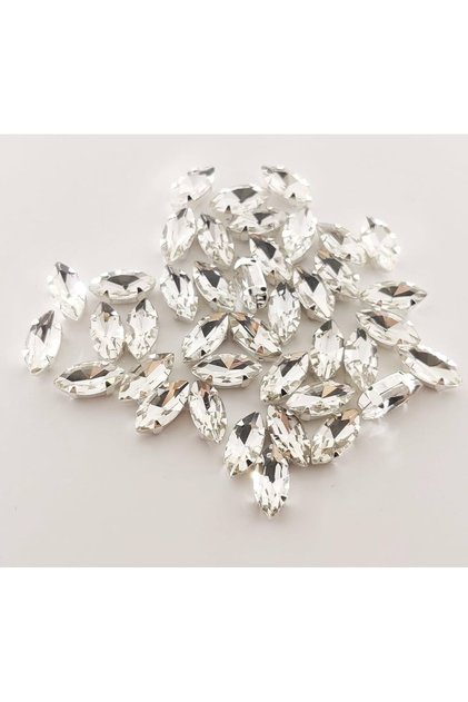 Safe Sewn Glass Shuttle Stone 25 Pieces White Sewn Shuttle Stone Beyoğlu Stone