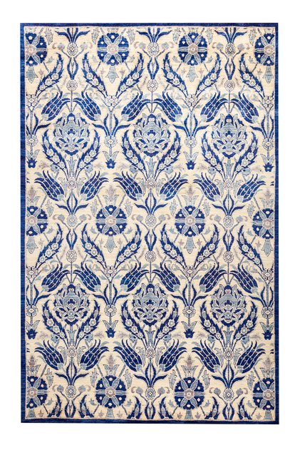 Blue White Blue Blanc Tile Pattern Ottoman Breeze Decorative Carpet 1716