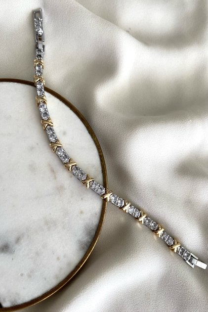 Modern Tasarım Altın Kaplama Ayarlanabilir Tiffany X Co Su Yolu Bileklik