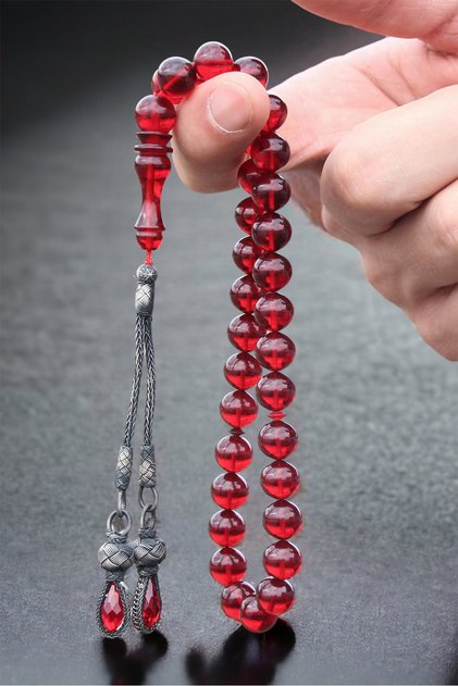 Fire Amber Rosary with Silver Tassels (Certified)