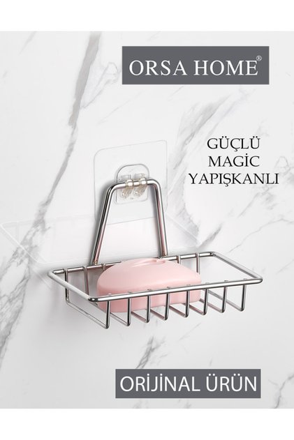 105 Güçlü Magic Yapışkanlı Krom Sabunluk