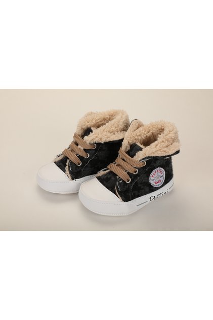 Newborn Ilkadım Home Booties, Anti-Sweat Antibacterial Welsoft Fur Lined Gray Boots