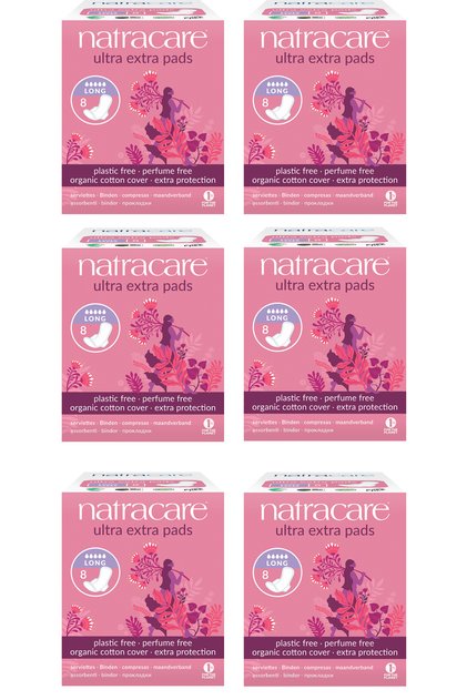 Organic and Natural Winged Ultra Extra Pad Long - Night Set of 6 - 48 Pads