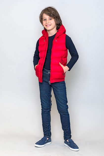 Kids Boy Hooded Red Very Cool Puffer Vest