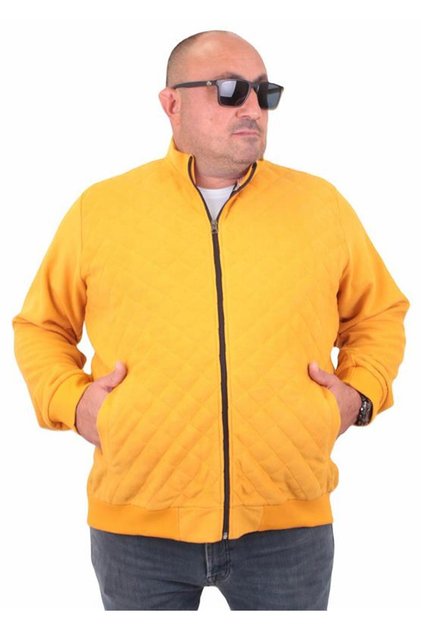 Large Size Zippered Cardigan Diamond 23281 MUSTARD