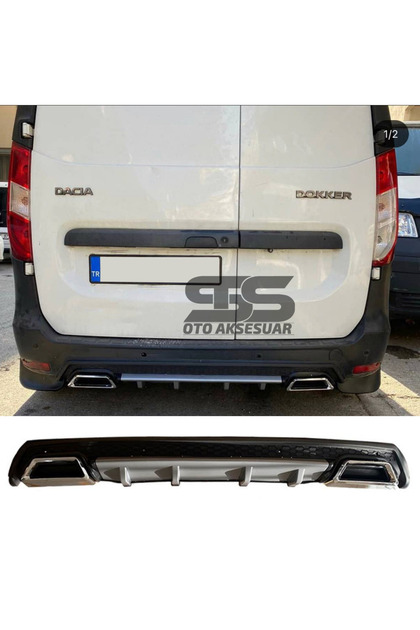 Dacia Dokker Difüzör Arka Tampon Eki 2 Egzoz Çıkışlı Gri Lüx Tip