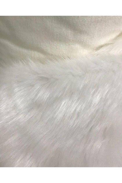 Yumuşak Ve Uzun Tüylü Peluş Kürk Kumaş Beyaz 50x150 Cm