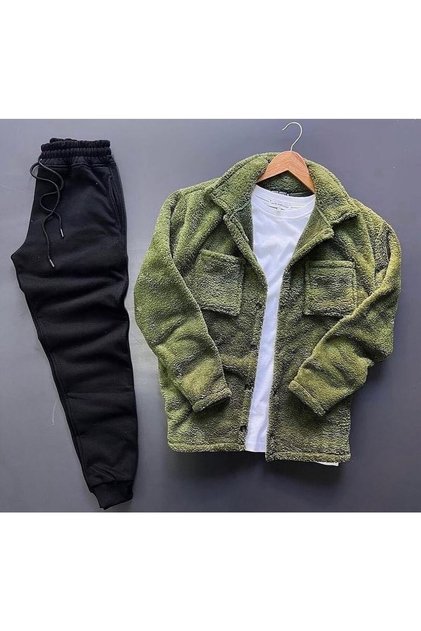 Plush Cardigan Jacket and Sweatpants Set