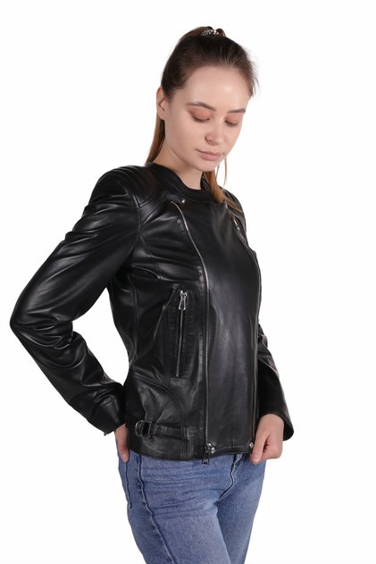 Elif Model Kadın Siyah Hakiki Deri Ceket
