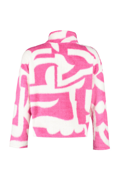 Trendyolmilla Fuşya Kalın Polar Desenli Fermuarlı Dik Yaka Uzun