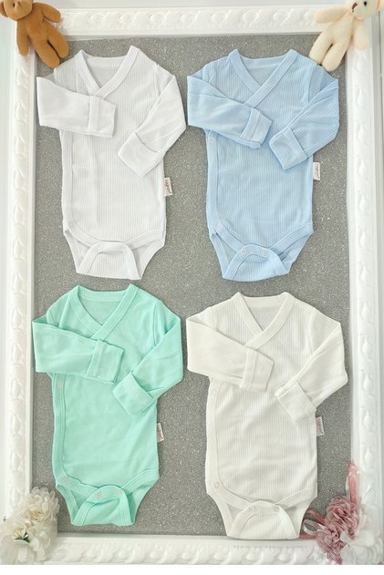 PREMATURE Baby Boy Newborn Double-breasted 4-Piece Baby Swaddle with Gloves and Snap Fasteners