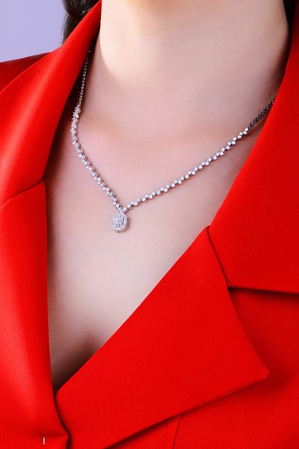 925 Ayar Gümüş Baget Başlı Modern Kolye