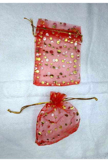 Transparent Tulle Pouch, 50 Pieces Red (12X14 cm) Henna, Snack, Engagement Gift, Wedding Gift, Lavender Pouch6