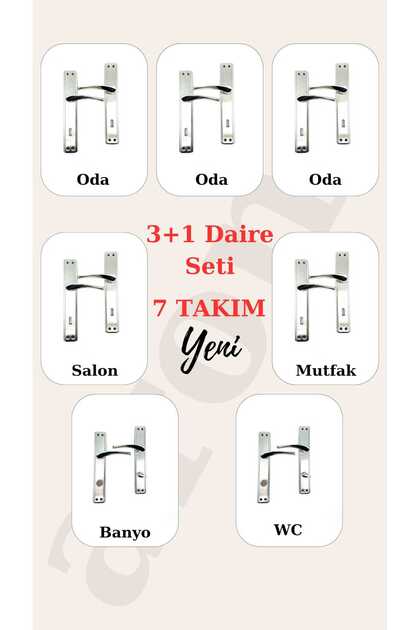 (7 SETS) Sofuoğlu Lerzan Plato Mirrored Nickel Satin (3 1) Flat Set (5 ROOMS - 2 WC)