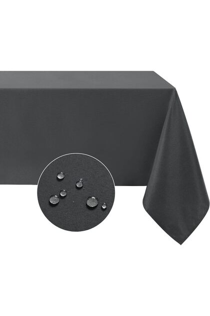 Liquid Proof Dartless Linen Tablecloth Anthracite 13 Pieces