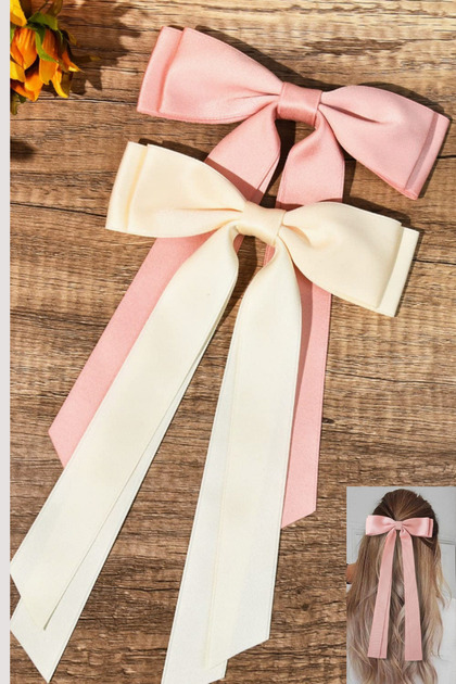 Pink Bow Model Automatic Clip Buckle 1 Piece with Double Bow and Double Tail