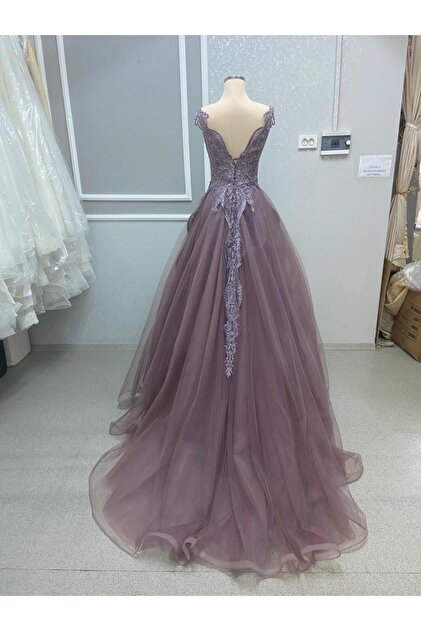 EKY GR SEV WEDDING DRESS THICK STRAPS LAVENDER COLOR ENGAGEMENT-CHINA DRESS-  Trendyol