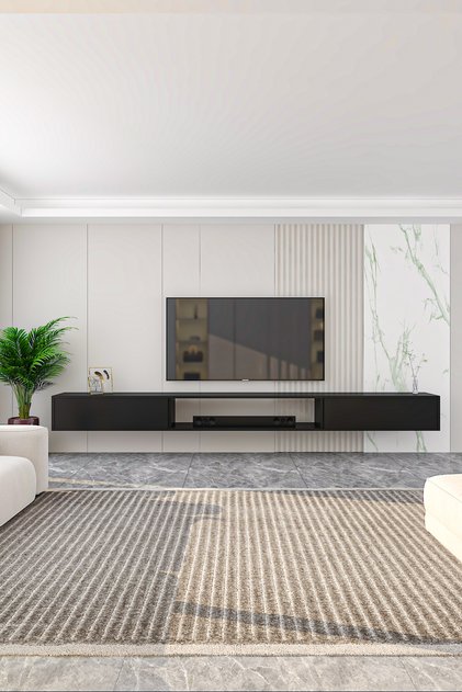 Givayo Troya Tv Ünitesi 250 cm Duvara Monte Siyah