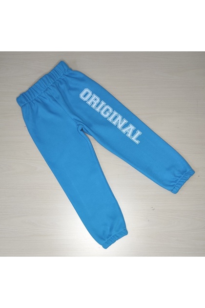 Children's Original Printed Turquoise Combed Cotton Thessaloniki Seasonal Single Sweatpants