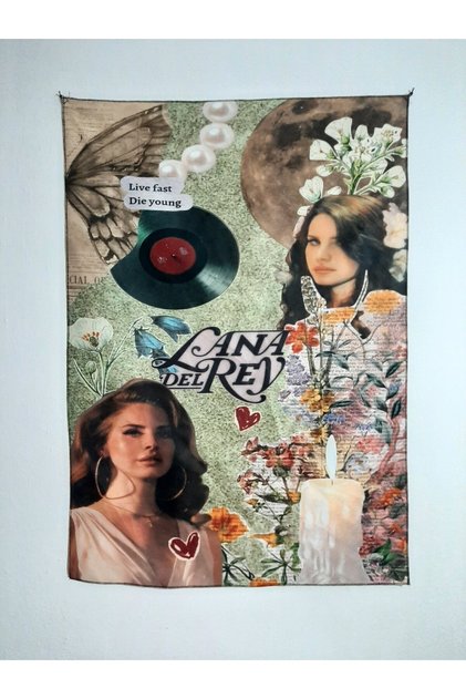 Lana del rey collage Patterned Design Wall Tapestry