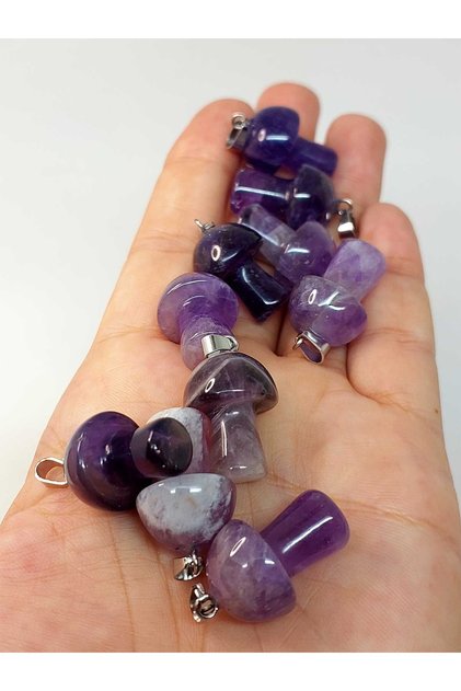 Amethyst Stone Mushroom Shaped Pendant (42690)