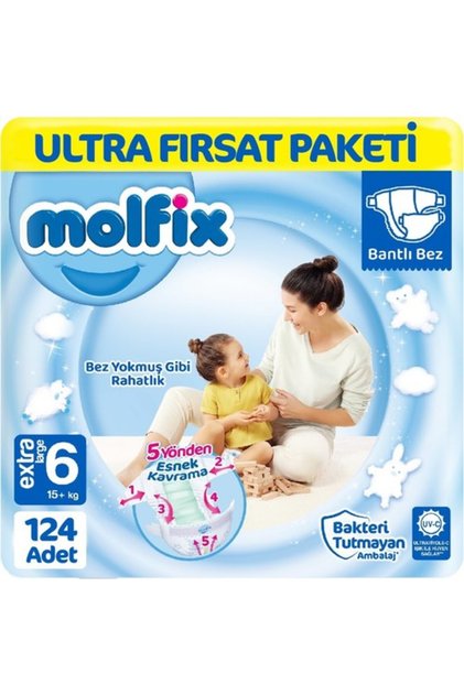 Ultra Fırsat Baby Diapers - X Large, Size 6, Pack of 124