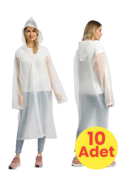 Women's Windproof Hooded Raincoat Eva Raincoat 10 Pieces