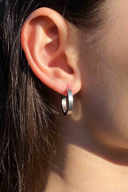 Stainless Steel Earrings for Women Men Unisex Silver Hoop Steel Earrings