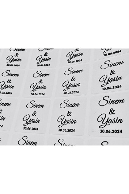 ÇIKTICI Kişiye Özel Kına-nişan-nikah-düğün Etiket-özel Kesim 50 Adet Şeffaf Sticker 3,5x3,5cm Kare Ks01-35 - 3