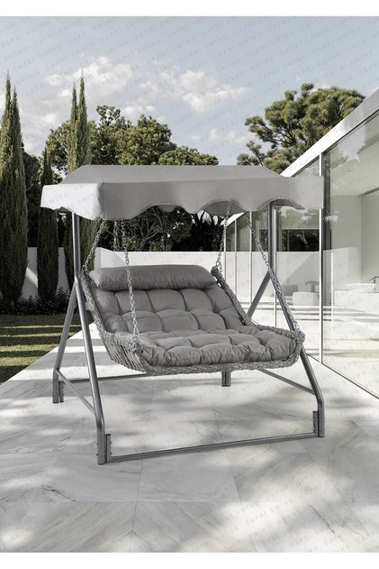 Capri Swing Capri Bed Rattan Tenteli Bahçe Ve Balkon Salıncağı