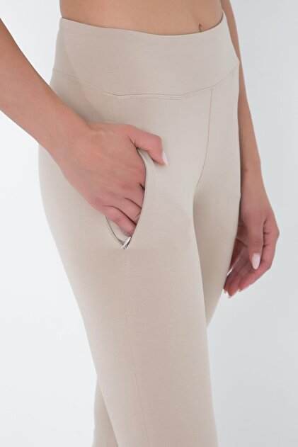 Comm-Ci Alya Nude Organic Cotton Flared Leg Leggings with Normal