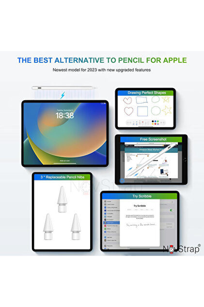 NovStrap Ipad 7/8/9 Nesil 10.2 Inç Ile Uyumlu Tablet Kalemi Pencil