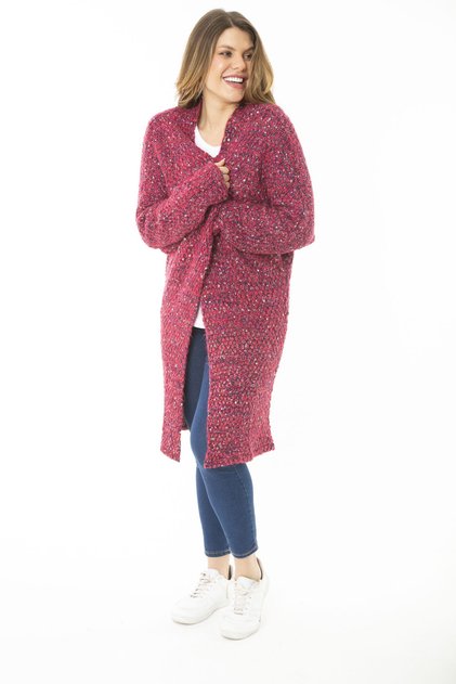 Women's Large Size Colorful Knitwear Thick Cardigan 65N37137
