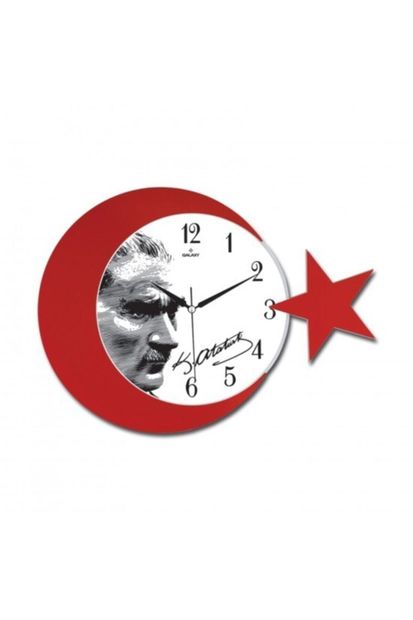 Galaxy Ay- Yıldız Desenli Atatürk Duvar Saati - 1