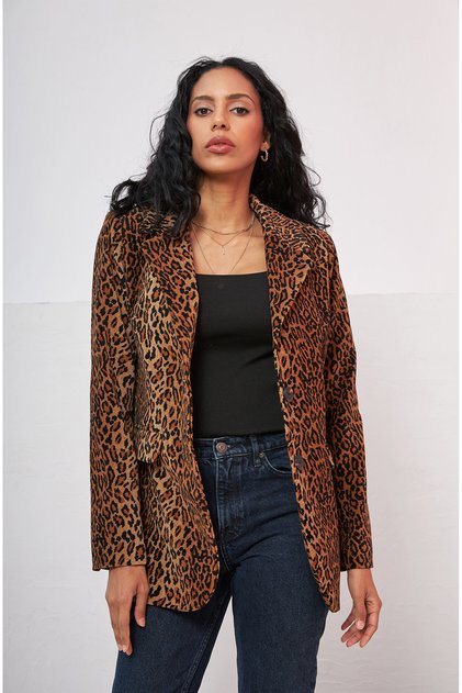 LEOPAR PAMUK KADİFE BLAZER CEKET