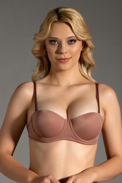 Women's Strapless Back Transparent Supported Underwire Capucino Bra C3t3n8o315