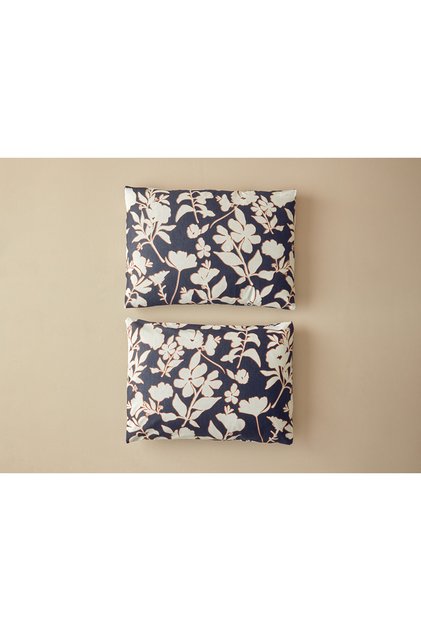 Grandiflora Digital Printed Soft Cotton 2-Piece Pillow Case 50x70 Cm Anthracite - Terracotta